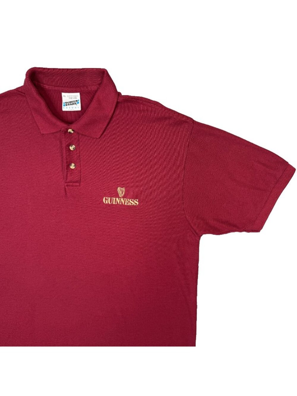 Guinness Beer Polo Shirt Mens XL Red Vintage 90s Screen Stars Casual Rugby